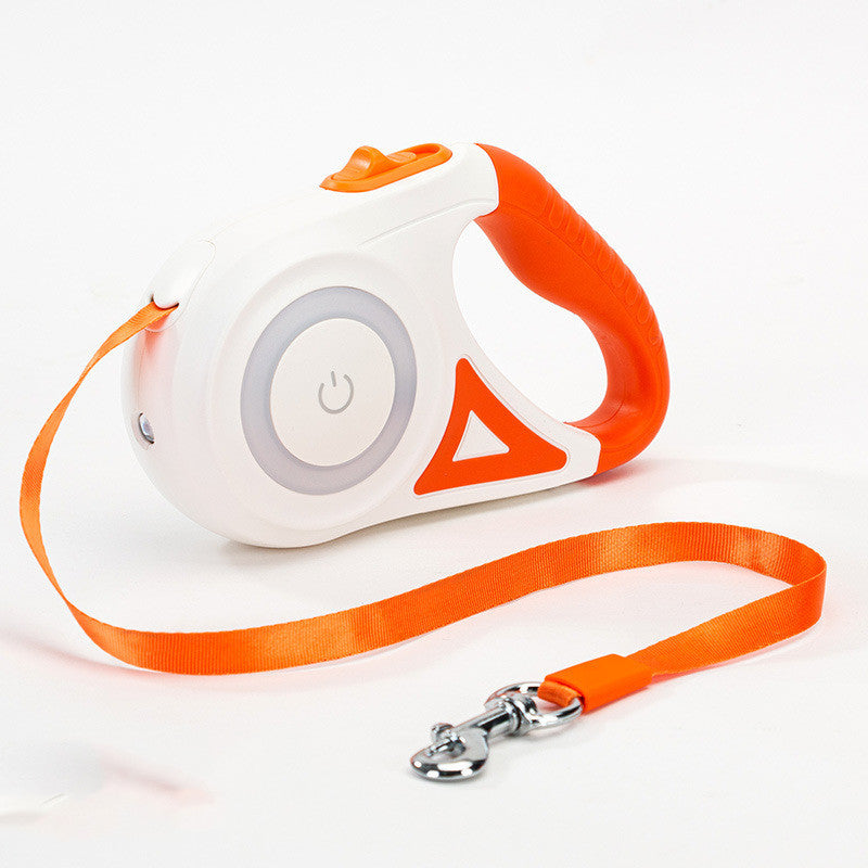 Safe Night Walks: Retractable Dog Leash with Collar & Light