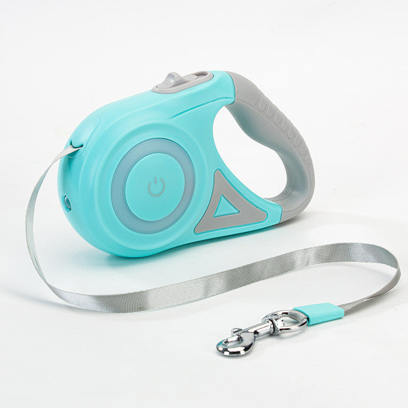 Safe Night Walks: Retractable Dog Leash with Collar & Light