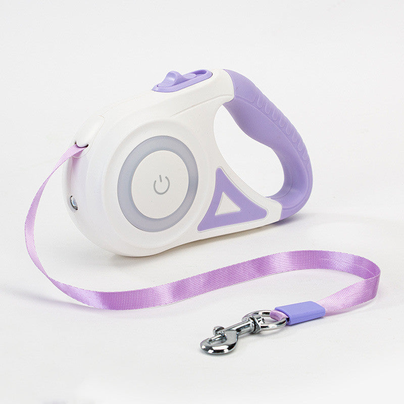 Safe Night Walks: Retractable Dog Leash with Collar & Light